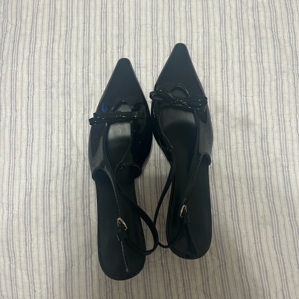 SHEIN Black Patent Slingback Heels NEVER WORN
